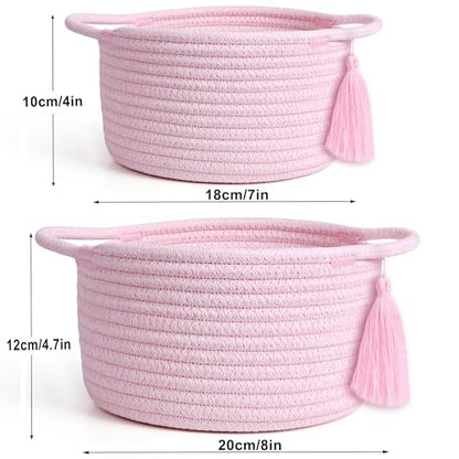 Small Gift Basket Empty to Fill, 2 Pack, Mini Woven Basket, Pink - color: Pastel Pink, size: 2 Pack