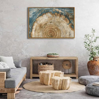 BingruiArt Faux Wood Tree Ring 08 Canvas Wall Art 24x36 Framed - color: Tree Ring - 08, size: 36"L x 24"W