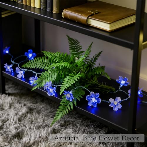 USB & Battery Lighted 10ft 30 LED Decorative Blue Fairy Flower String Light - color: Blue