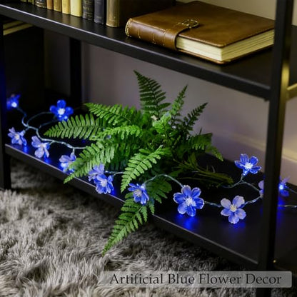 USB & Battery Lighted 10ft 30 LED Decorative Blue Fairy Flower String Light - color: Blue
