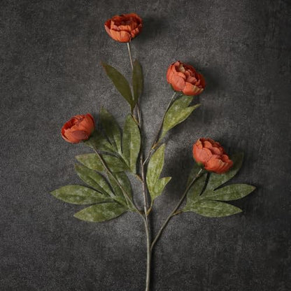 6 Pcs 27" Faux Silk Peony Artificial Fall Flowers Stems for Vase (Orange) - color: Orange