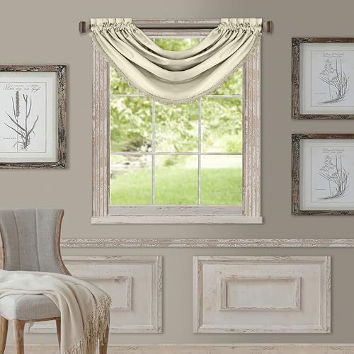 All Seasons Waterfall Window Valance, Ivory - 52" W x 36" L - color: Ivory