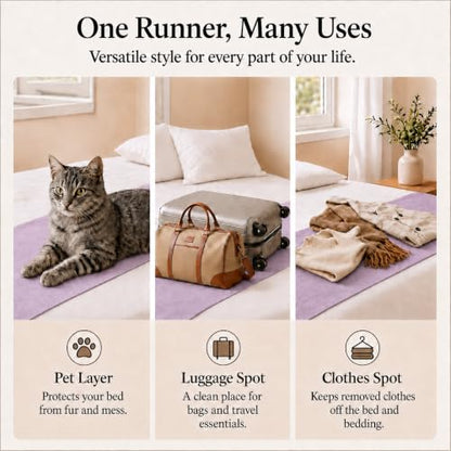 Solid Bed Runner Set,2 Pillow Covers,Dusty Lavender,70.9x19.7in - color: Dusty Lavender, size: Twin/Twin XL