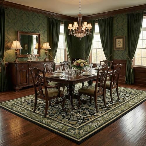 GarveeHome Washable Christmas 9x12 Rugs for Living Room Bedroom Green Black - color: Green Black, size: 9' x 12' (Rectangular)