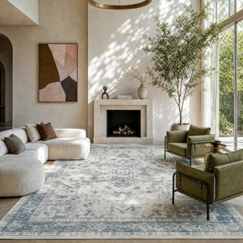 Rugxara 6x9 Washable Area Rug for Living Room,Light Blue Grey - color: Blue & Grey, size: 6' x 9' (Rectangular)