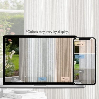 Vangao Linen Striped Curtains for Living Room Bedroom Farmhouse - color: Boxter Striped| Taupe Grey on Beige, size: 50"W x 63"L (Pack of 2)