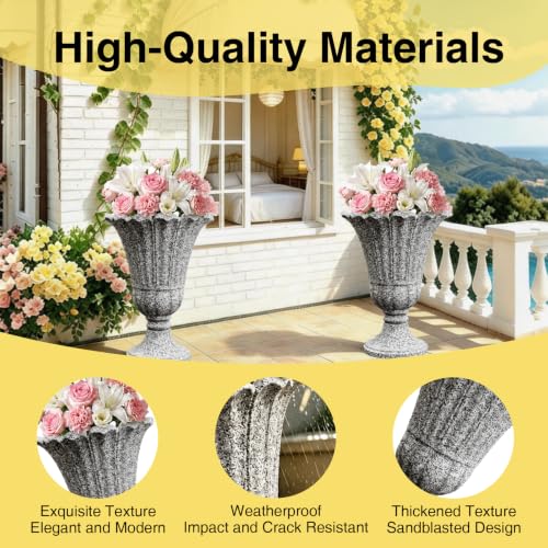 NicBex 24" Tall Urn Planters for Outdoor Plants Set of 2 - Grey Petal - color: Heather Grey - Colorful