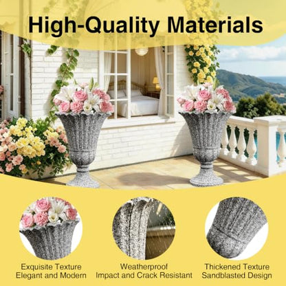 NicBex 24" Tall Urn Planters for Outdoor Plants Set of 2 - Grey Petal - color: Heather Grey - Colorful