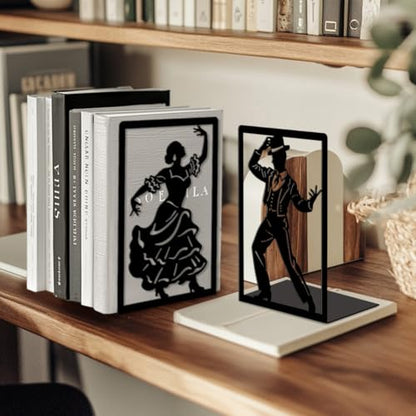 Peacoblue 5.3"x4.3"x7.9" Metal Bookends, Heavy Duty Book Ends for Shelves - style: Spain Flamenco Dance