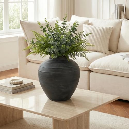 11" Blue Ceramic Vase, Rustic Farmhouse Living Room Home Decor - size: 11Inch