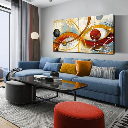 Large Abstract Canvas Wall Art for Living Room Bedroom Home Office Modern Wall Decor Line Geometric Abstract Picture Framed Canvas Prints Size 30x60 - color: Yellow Abstract, size: 60"L x 30"W