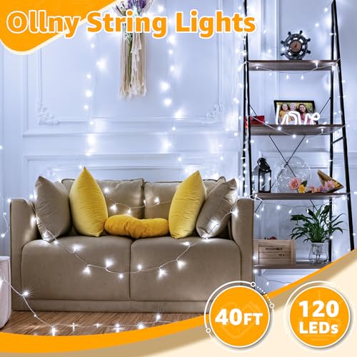 Ollny 120LED 40FT String Lights, Cool White Plug in Fairy Lights with Timer - color: Cool White, size: 120 LEDs