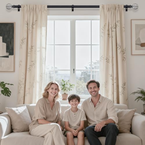 Curtain Rod 36-153 Inch Boho Black 1 Inch Curtain Rods for Windows - color: Black, size: 36''-153'' (1 Pack)