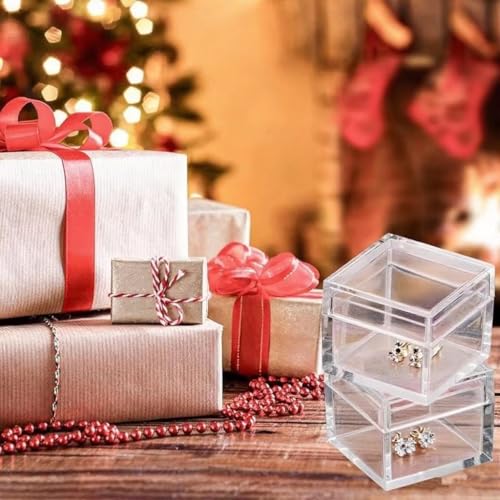 KissYou Small Acrylic Box with Lid 1.18 x1.18 x 0.86 Inch Plastic Cube - size: 1.18 x1.18 x 0.86 Inch