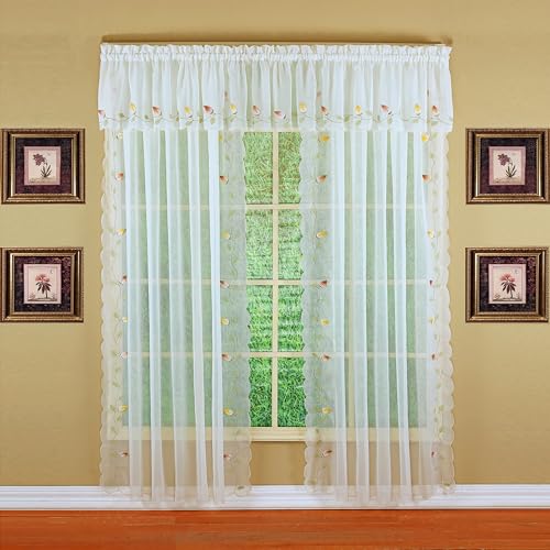Today's Curtain,Vineyard 3-D Appliqué,Panel 72", Ecru, 59" W x 72" L - color: Ecru, size: 59"W x 72"L (Pack of 1)