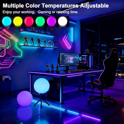 Lightdot 12-Inch Outdoor Globe Lights, RGB+CW Globe Floor Lamp with Remote - color: 15.7''RGBCW