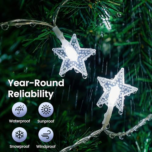 HEYFUNi White Star String Lights with Remote, 16FT USB/Battery Powered - color: White, size: 50 LED-Battery&USB