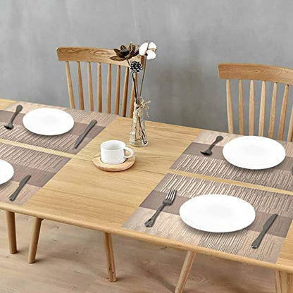 GIVERARE Placemats Set of 4, Heat-Resistant Woven Vinyl Placemat, Non-Slip Washable PVC Table Mat, Easy to Clean Premium Plastic Mats for Dining, Kitchen Table (Khaki) - color: Khaki