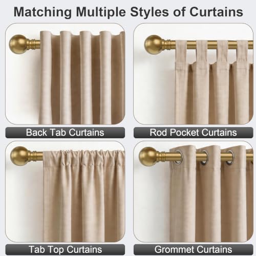 Warm Gold Curtain Rods 16-144 Inch Heavy Duty 1 Inch Diameter - color: Brass, size: 16"-144"|1 Pack