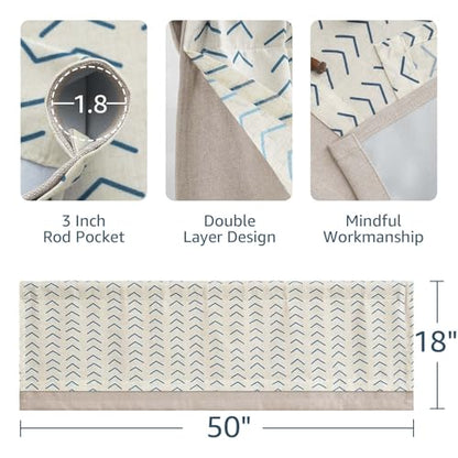 jinchan Arrow Linen Valance 18 Inch Modern Boho 1 Panel Blue on Linen - color: Arrow | Blue on Linen, size: 50"W x 18"L (Pack of 1)