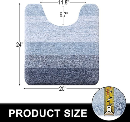 OLANLY Luxury Toilet Rugs U-Shaped 24x20, Soft Absorbent Microfiber Mat - color: Blue, size: 24" X 20" Contour Rug