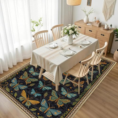 Butterfly Rug 4x6 for Living Room Butterflies Insect Machine Washable Rugs - color: Butterfly, size: 4' x 6' (Rectangular)