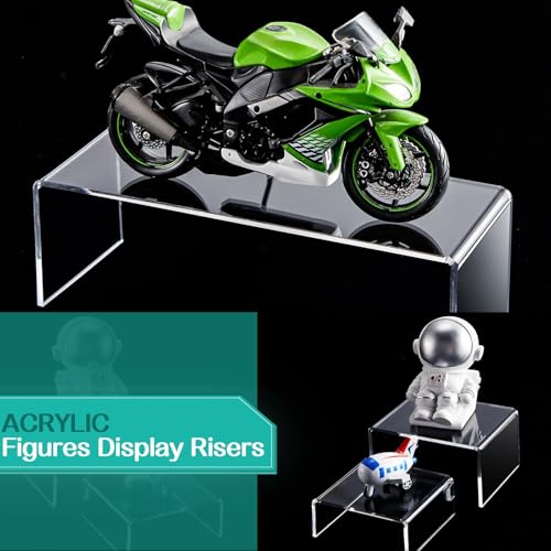 Tuanse 4 Set Acrylic Display Risers Clear Rectangular Display Stand Shelf