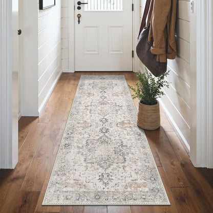 GENIMO 2'6"x5' Washable Runner Rug Non Slip for Hallway, Light Taupe Brown - color: Light Taupe Brown, size: 2'6" x 5' (Runner)