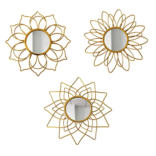 Champagne Gold Round Mirrors for Wall, Decorative Mirrors for Wall Decor - color: Golden- B
