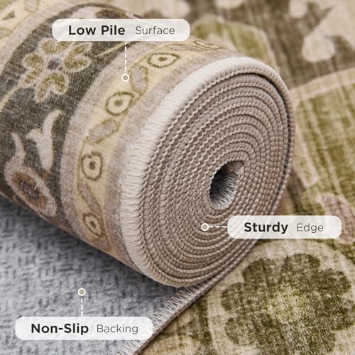 Joydeco Runners for Hallways Entryway, 2x6 Kitchen Rugs Non Slip Washable - color: Beige&gray&brown, size: 2' x 6' (Rectangular)