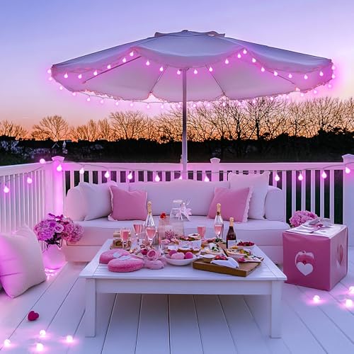 JMEXSUSS 33FT 100 LED Pink Globe String Lights Battery Operated 8 Modes - color: Pink, size: 100 LED Battery