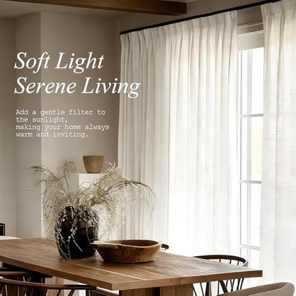 AUSSPVOCT Pinch Pleated Extra Wide Curtains for Living Room 96 Inch Long - color: Beige White, size: 40"W x 96"L (Pack of 2)