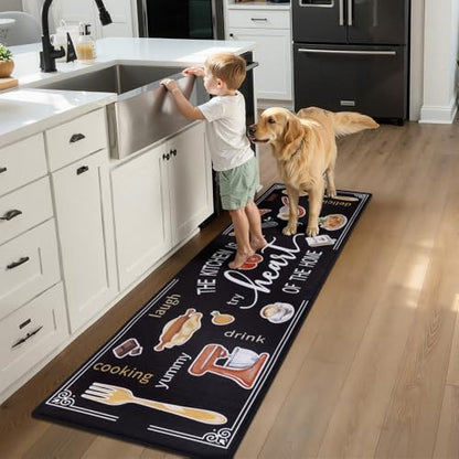 Yamaziot 24"x 94" Anti Fatigue Kitchen Rug, Non-Slip Cushioned Floor Mat - color: Black, size: 24"x 94"