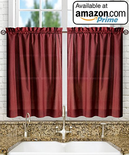 Ellis Curtain Stacey 54-by-13 Inch Ruffled Filler Valance (Merlot) - color: Merlot
