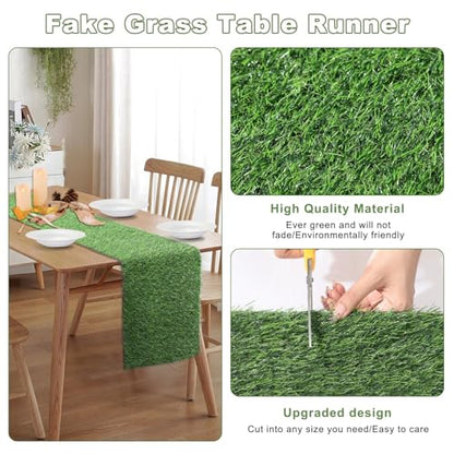 13x96 in Synthetic Artificial Grass Table Runner, Faux Turf Table Decor - size: XL:13 x 96 Inches