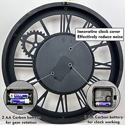 The B-Style Large Wall Clock, 24 inch, Black and Bronze - color: Black and Bronze, size: 24 inch (60 cm)