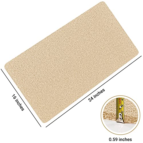 LuxStep Shower Mat Bathtub Mat Non-Slip Bath Mat with Drain, Quick Drying - color: Khaki, size: 24" x 16"