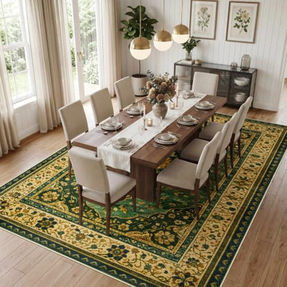 Joydeco Large Area Rugs for Living Room, Boho Non Slip Bedroom Rugs 8x10 - color: Green/Beige, size: 8' x 10' (Rectangular)