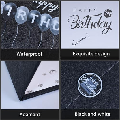 Crenics Black and White Birthday Guest Signature Book Alternative 18" x 12" - color: Black