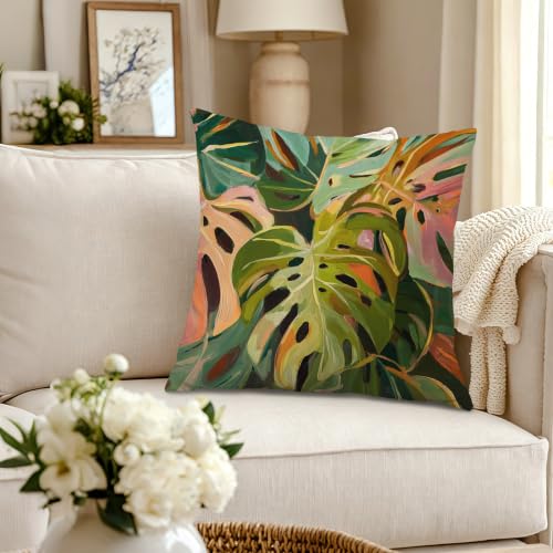 Pastel Monstera 나뭇잎 장식용 쿠션 커버 45.7 x 45.7cm(18 x - color: 색상 C