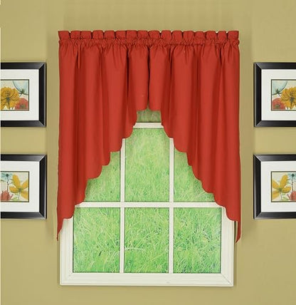Today's Curtain CA2003K Orleans 38" Swag Pair Tambour Scallop Edge Curtain, Brick Red, 60" W x 38" L - color: Brick Red, size: 60"W x 38"L (Pack of 1)