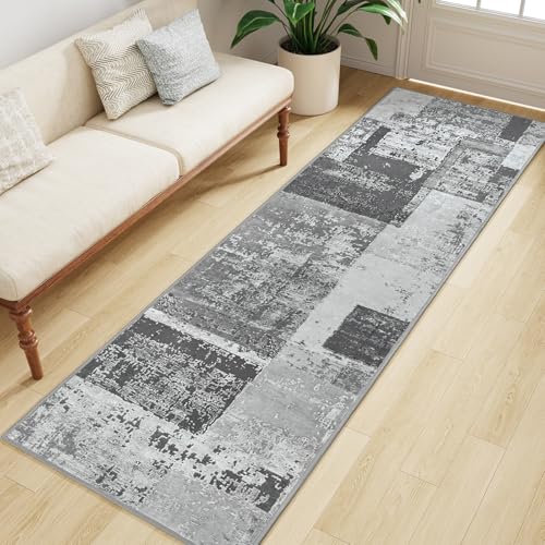 LOCHAS Washable Runner Rugs for Hallway 2x8, Non Slip Entryway Rug Runners - color: Grey, size: 2' x 8'(Runner)
