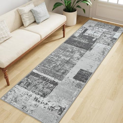 LOCHAS Washable Runner Rugs for Hallway 2x8, Non Slip Entryway Rug Runners - color: Grey, size: 2' x 8'(Runner)