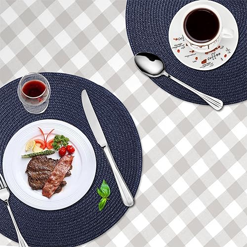 Round Placemats, Crossweave Heat Resistant Woven Round Place Mats Diameter 13.5 inch for Kitchen Table Set of 6 (Nautical Blue) - color: Nautical Blue