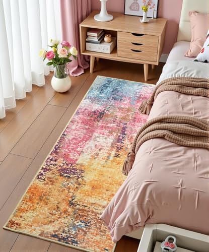 Colorful Washable Runner Rug for Bedroom, Abstract Non-Slip Soft Entryway Rugs, Modern Low Pile Stain Resistant 2x6 Carpet for Entryway, Kitchen, Hallway, Bedside - color: Galaxy, size: 2' x 6' (Rectangular)