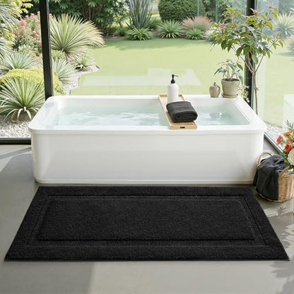 LUMI Ultra Soft Bathroom Runner Rugs, Non Slip Bath Mat 24x60, Black - color: Black, size: 24" X 60"