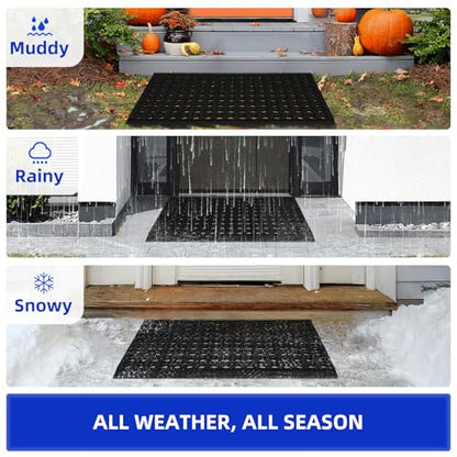 Mibao Front Door Mat, 17" X 29.5", Black, Heavy Duty Dirt Trapping - color: Black, size: 1'5" x 2'6" (Rectangular)