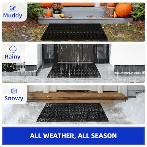 Mibao Front Door Mat, 35.5" x 24", Black, Heavy Duty Dirt Trapping - color: Black, size: 2' x 3' (Rectangular)