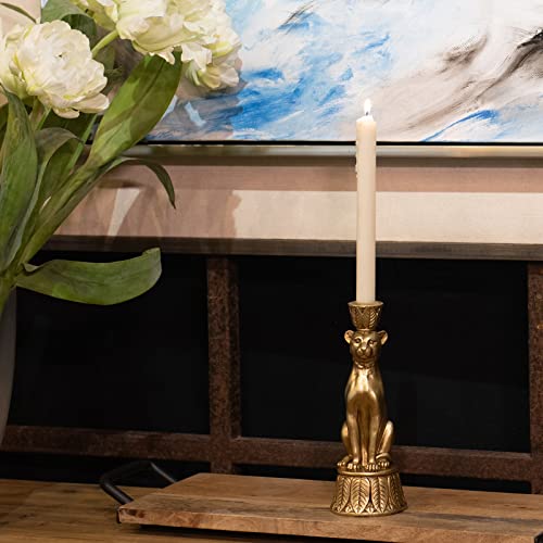 Guichifun Leopard Candlestick Holder Table Decor 9 in - color: Gold-leopard