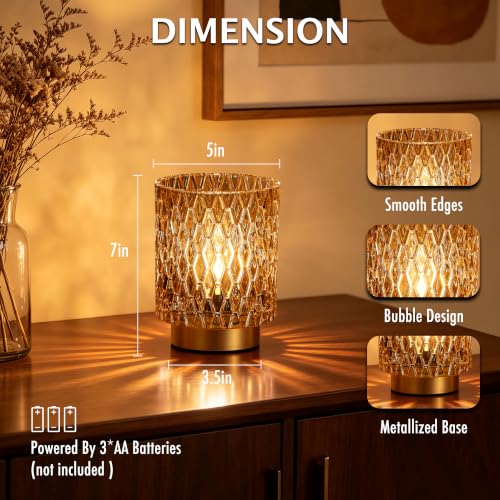 ULAROOM Battery Operated Table Lamp,Cordless Small Accent lamp, Amber - color: Amber-3AA
